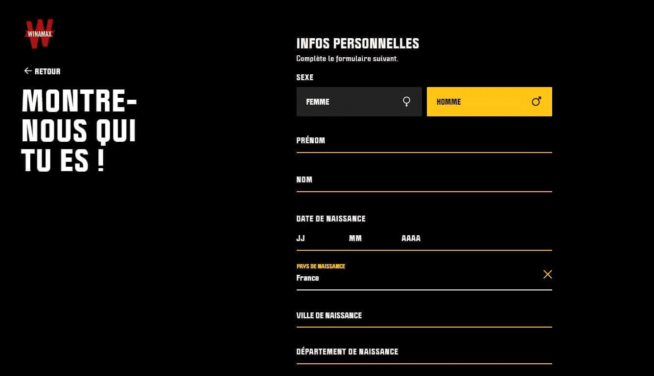 Création compte Winamax