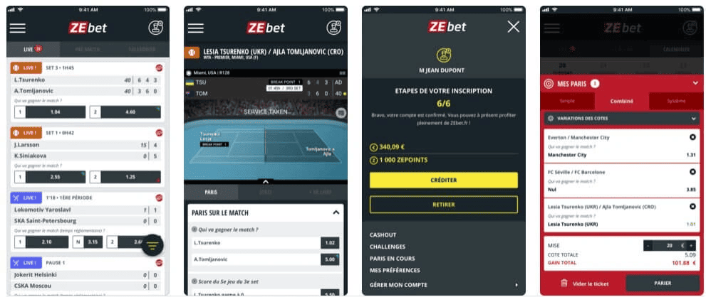 Application Zebet pour mobile Android et Iphone